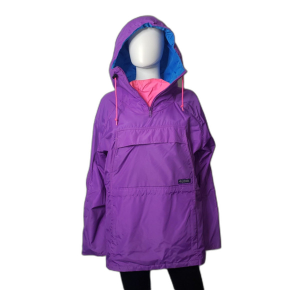 Vintage 80's COLUMBIA Lightweight Hooded Parka Raincoat Jacket Womens Size XL - Picture 1 of 9